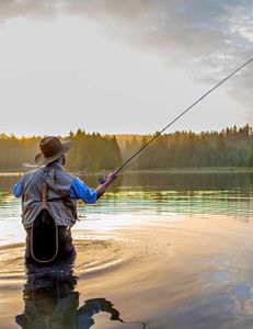 Fisherman casting line in MA