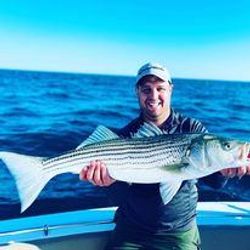 Striped bass caught by angler in Bourne