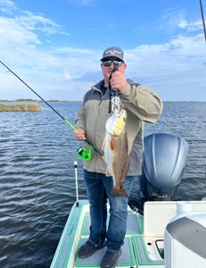 A redfish, 34 inches long, caught while fishing in LA.