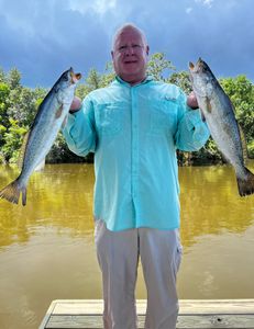 Two spotted weakfish caught while fishing in LA