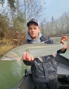 One fisherman enjoying a great catch in Central Point