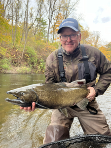 Nice salmon on the fly today! Autumn colors made for an exciting adventure on the water.