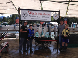 5 huge fish caught by 4 people in Zeballos