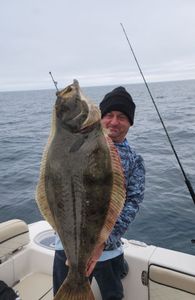 A winter flounder fish caught by a person in Santa Barbara