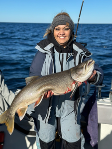 Caught a huge lake trout while fishing in Manistee