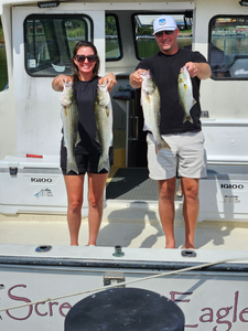 Blasted today with these striped bass! Great action on the water.