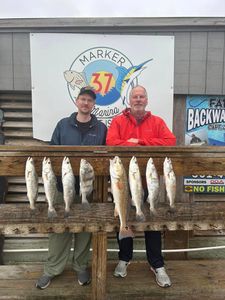 8 spotted weakfish, redfish, and black drum caught on a fishing trip in TX