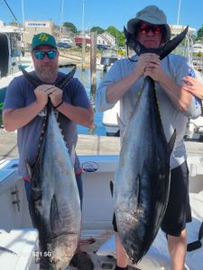 Two large blackfin tuna caught while fishing in MA