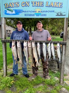 10 rainbow trout and bluefish caught on a fishing trip in MI