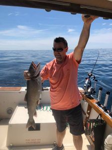 Single angler fishing in Port Austin