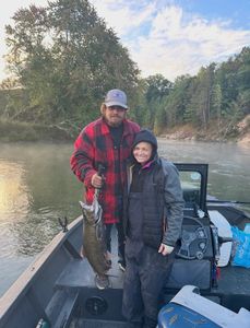 Successful Chinook salmon fishing trip on boat in Fruitport Michigan waters