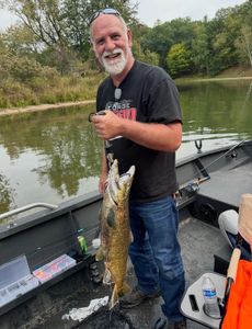 Chinook salmon catch displayed on fishing boat in Fruitport MI