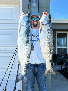 Two coho salmon caught while fishing in OR