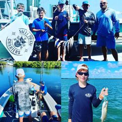Six people enjoying a fishing, cruises, and tours adventure in Chesapeake