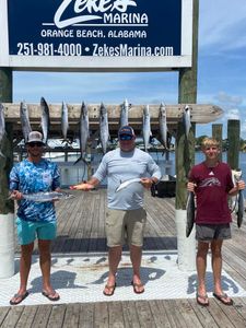 7 king mackerels, great barracudas, and spanish mackerels caught fishing in Orange Beach