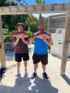 Two mutton snapper fish caught while fishing in AL