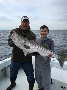 Striped bass caught by two people in Trappe
