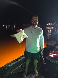 Night fishing catch of stingray on boat in Orange Beach AL