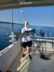 Three friends enjoying a fishing trip in Mexico