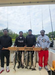 4 people fishing for bluefish and rainbow trout in Mexico