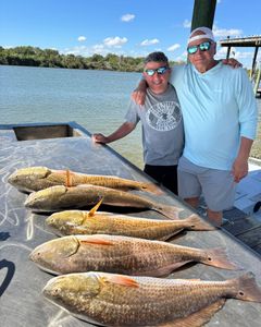 Enjoying a productive day on the bay.