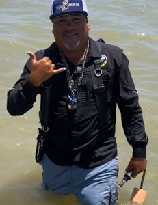A person fishing in Matagorda, Texas