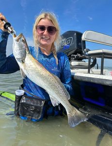 A single spotted weakfish, a 21-inch fish caught while fishing in TX