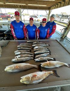 4 redfish and spotted weakfish caught in Matagorda