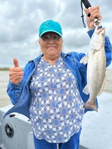 Photograph of a 19-inch Spotted Weakfish caught while fishing in TX