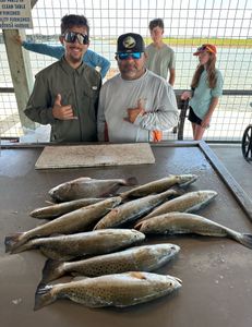 5 spotted weakfish, black drum, and spotted weakfish fish caught in Texas