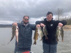 6 largemouth and smallmouth bass caught while fishing in Branson