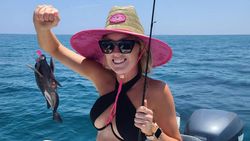 Photograph of a 7-inch Brown Bullhead fish caught in NC