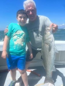 Striped bass caught fishing in Greenport NY waters