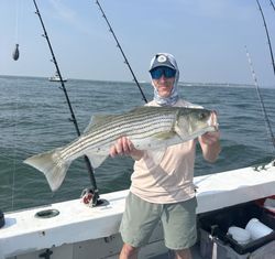 Striped bass caught during fishing trip in Greenport NY waters