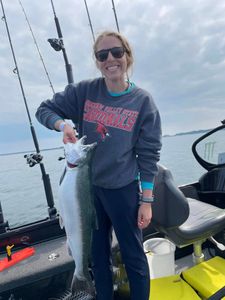 Coho salmon caught while fishing in MI