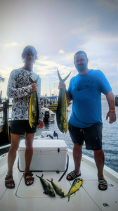 Blasted today with four beautiful mahi mahi! Great deep sea jigging and trolling action.