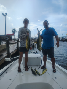 Great mahi mahi action today! Multiple fish using deep sea jigging and trolling techniques.