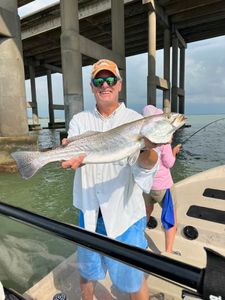 Speckled trout fishing catch displayed on boat in Rockport TX