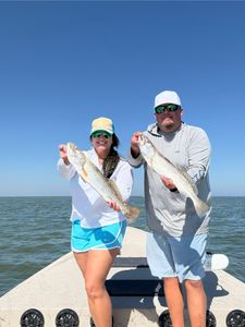 Two speckled trout caught during fishing trip in Rockport TX