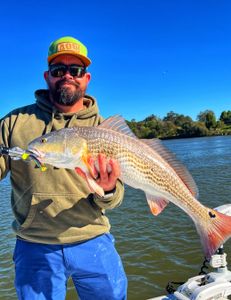 Caught a 23-inch redfish in Hitchcock