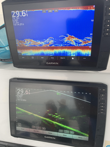 Reading the water with sonar - perfect conditions for deep sea jigging and trolling today!