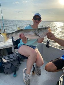 Striped bass caught by fisherman in Madill