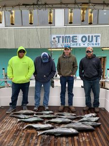 Two blue fish caught on a fishing trip in NY