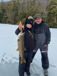 Two people fishing at Lake George