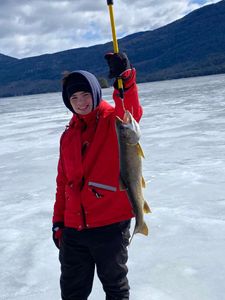 Person fishing in Lake George