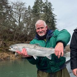 Angler fishing for rainbow trout in OR