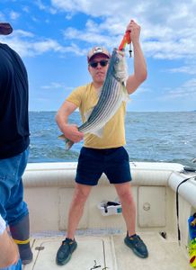 Casting off for striped bass in NJ waters!