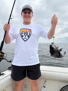 Angler with one fishing catch in NJ