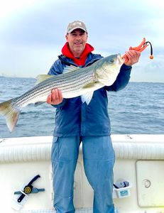 Striped bass caught on Port Monmouth Road