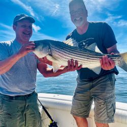 Striped bass caught on fishing trip at Port Monmouth Road